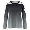 thumbnail image 5 of GaThRRgYP Lightweight Sweatshirts for Women,Women Casual Round-Neck Lace Hollow Out Long Sleeve Pullover Blouse T-shirt Tops Black M, 5 of 5