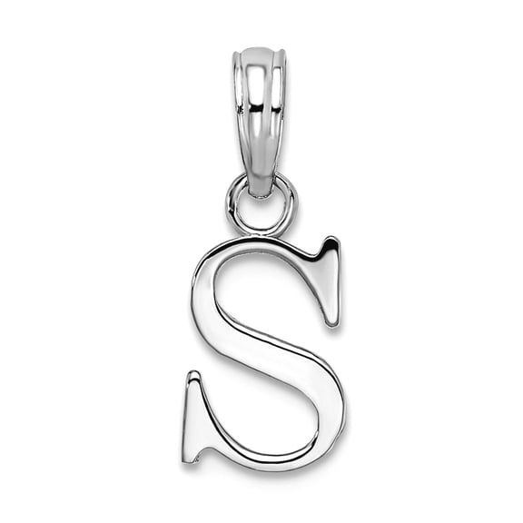 925 Sterling Silver Rhodium Plated Polished Block Letter Name Personalized Monogram Initial -s- Pendant Necklace Pendant