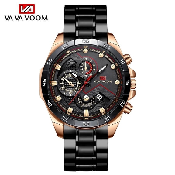 Vava Voom classic business Mans watches quartz watch luxury men's wrist watch black gold stainless steel waterproof wristwatch
