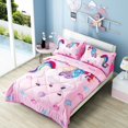 thumbnail image 2 of Unicorn Full Size Bedding Set 5 Pieces Pink 3D Kids Comforter Sets Breathable with Comforter, Flat Sheet, Fitted Sheet and 2 Pillowcases, 2 of 6