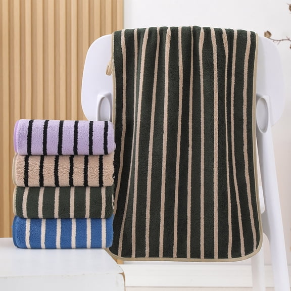 Striped Bath Towel 29.5x13.7 Inch Soft Highly Absorbent Quick Drying for Bathroom Gym Beach Spa by PALIFEUR
