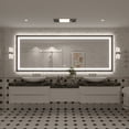 thumbnail image 2 of GODCHAR LED Bathroom Mirror Rectangular Anti-Fog Modern Style Mirror in Tempered Glass Black Frame 96x36 inch, 2 of 10
