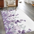 thumbnail image 4 of 4x6 Area Rugs, Purple Teal Botanical Non-Skid Rubber Backing Large Rectangle Rugs - Living Room Bedroom Home Office, Watercolor Spring Eucalyptus Leaves Indoor Floor Mat Carpets Washable Rug, 4 of 9
