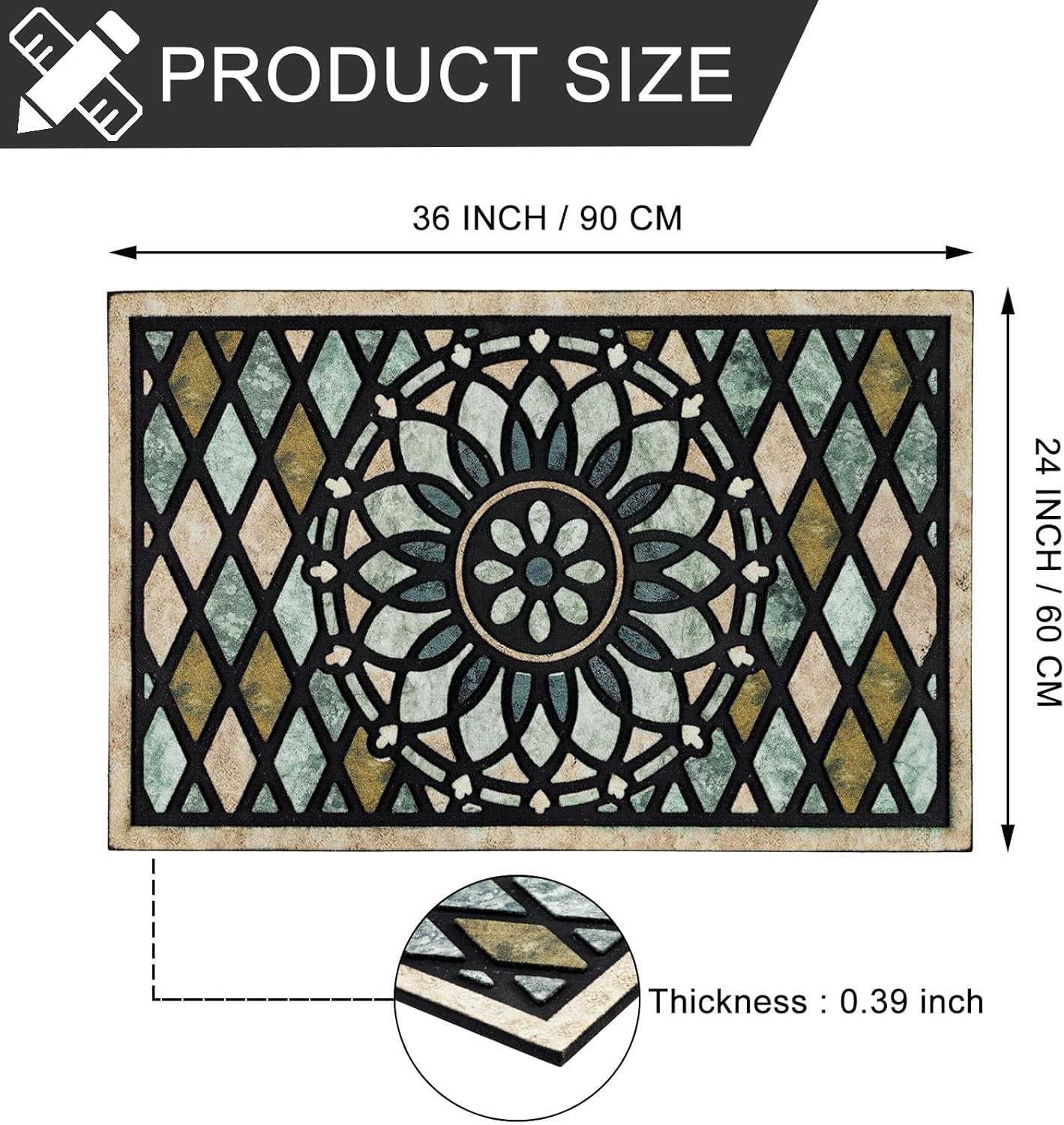 Door Mat Welcome Mat 24 x 36 Inch Front Door Mat Outdoors for Home Entrance Outdoors Mat for Outside Entry Way Doormat Entry Rugs, Heavy Duty Non Slip Rubber Back Low Profile, Dragonfly