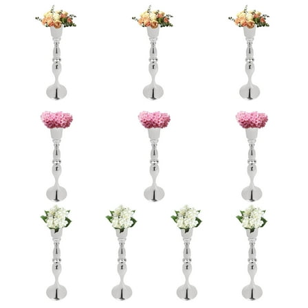 Miumaeov 10Pcs Silver Flower Stand Wedding Tabletop Centerpieces 29.1in Tall Flower Vases Party Decor