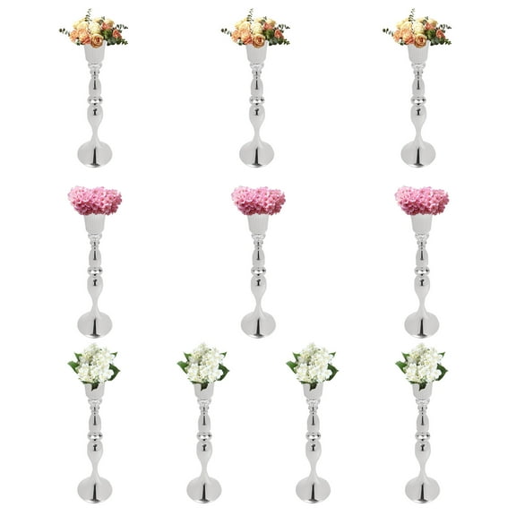Miumaeov 10Pcs Silver Flower Stand Wedding Tabletop Centerpieces 29.1in Tall Flower Vases Party Decor