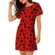 thumbnail image 2 of Fotbe Ladybug Pattern Bata de Dormir para Mujer con Estampado, Camisón de Algodón de Manga Corta, Ropa de Dormir Casual, 2 of 6