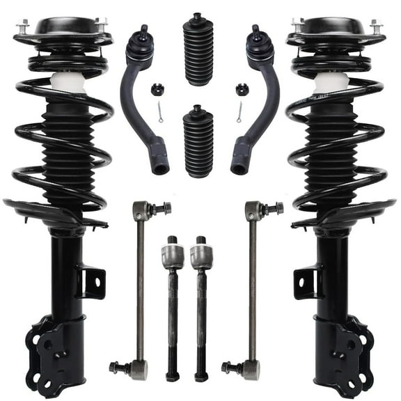 Detroit Axle - Front 10pc Suspension Kit for 2011-2016 Hyundai Elantra 2012 2013 2014 2015, 2 Ready Struts, 4 Tie Rods, 2 Sway Bar Links, 2 Boots, Replacement
