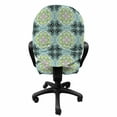 thumbnail image 3 of Floral Office Chair Slipcover, Latin Talavera Damask Mediterranean Floral Pattern, Protective Stretch Decorative Fabric Cover, Standard Size, Multicolor, by Ambesonne, 3 of 5