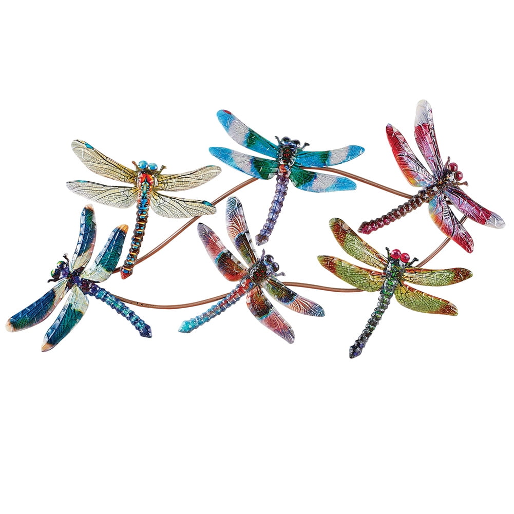 Collections Etc Colorful Shiny Dragonfly 3D Metal Wall Art Decorative