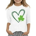 thumbnail image 1 of Chemises à Manches Longues pour Tout-Petits Filles Vêtements Ado Filles Tendance T-Shirt Graphique de la Saint-Patrick Polyvalent Col Rond Manches 3/4 Décontracté, 1 of 4