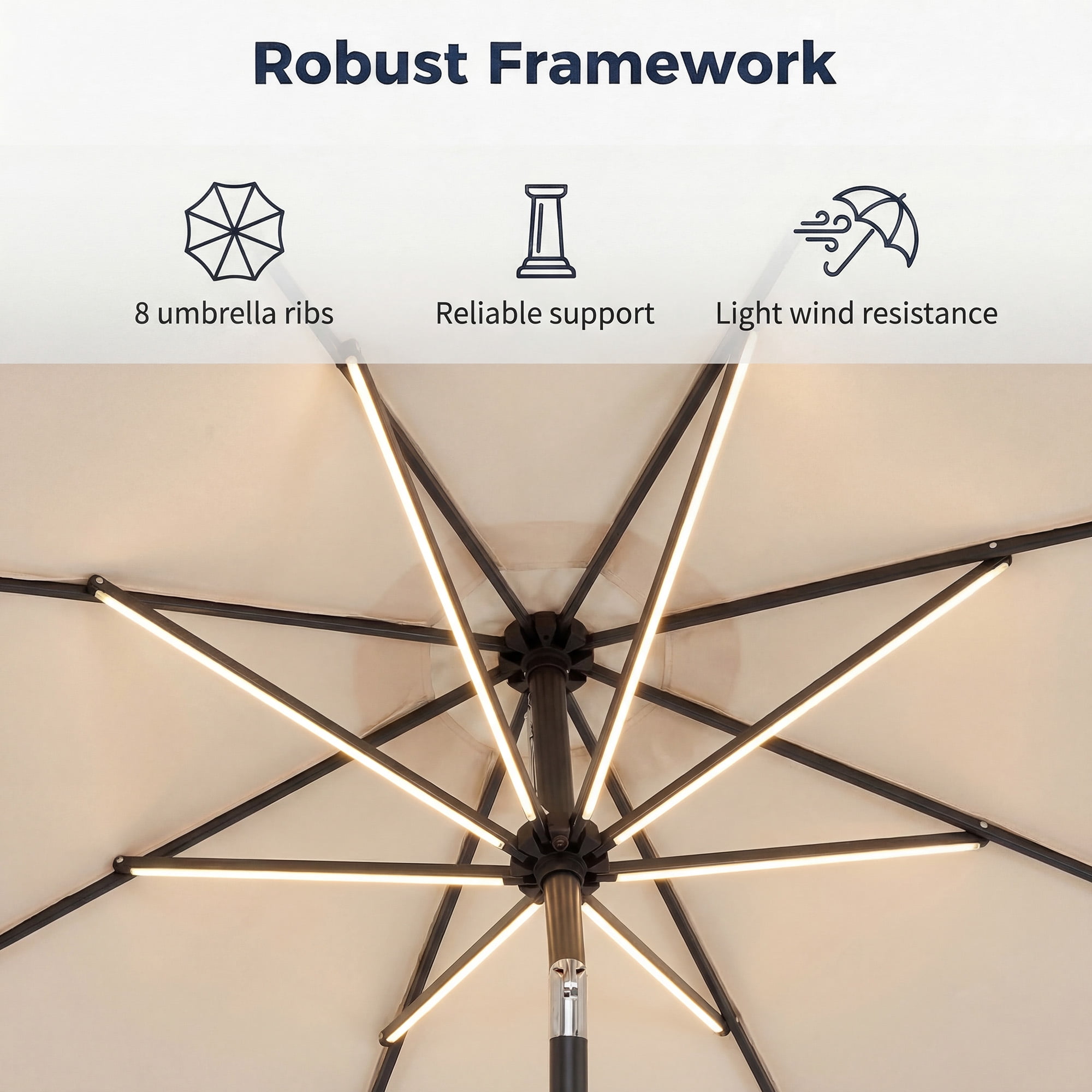 Patiojoy 10 FT Patio Umbrella with Weighted Base Included Outdoor Market Umbrella with Push Button Tilt & Crank Beige