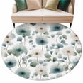 thumbnail image 2 of Round Area Rug 7 Ft, Watercolor Dandelion Washable Non-Slip Circle Carpet for Living Room/Bedroom, Spring Flowers Botanical Vintage Low-Profile Large Runner Mat Collection Rugs for Indoor, 2 of 7