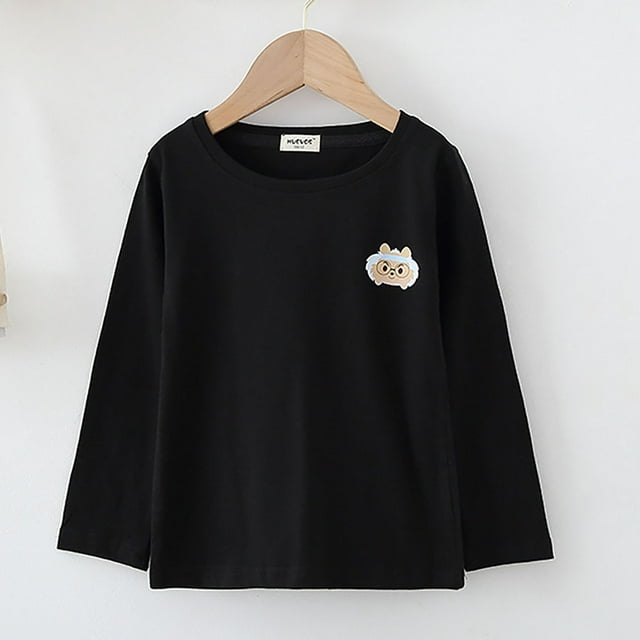 Cowsor Girls' and Toddler Fall and Holiday Embroidered Graphic Long Sleeve T-Shirts