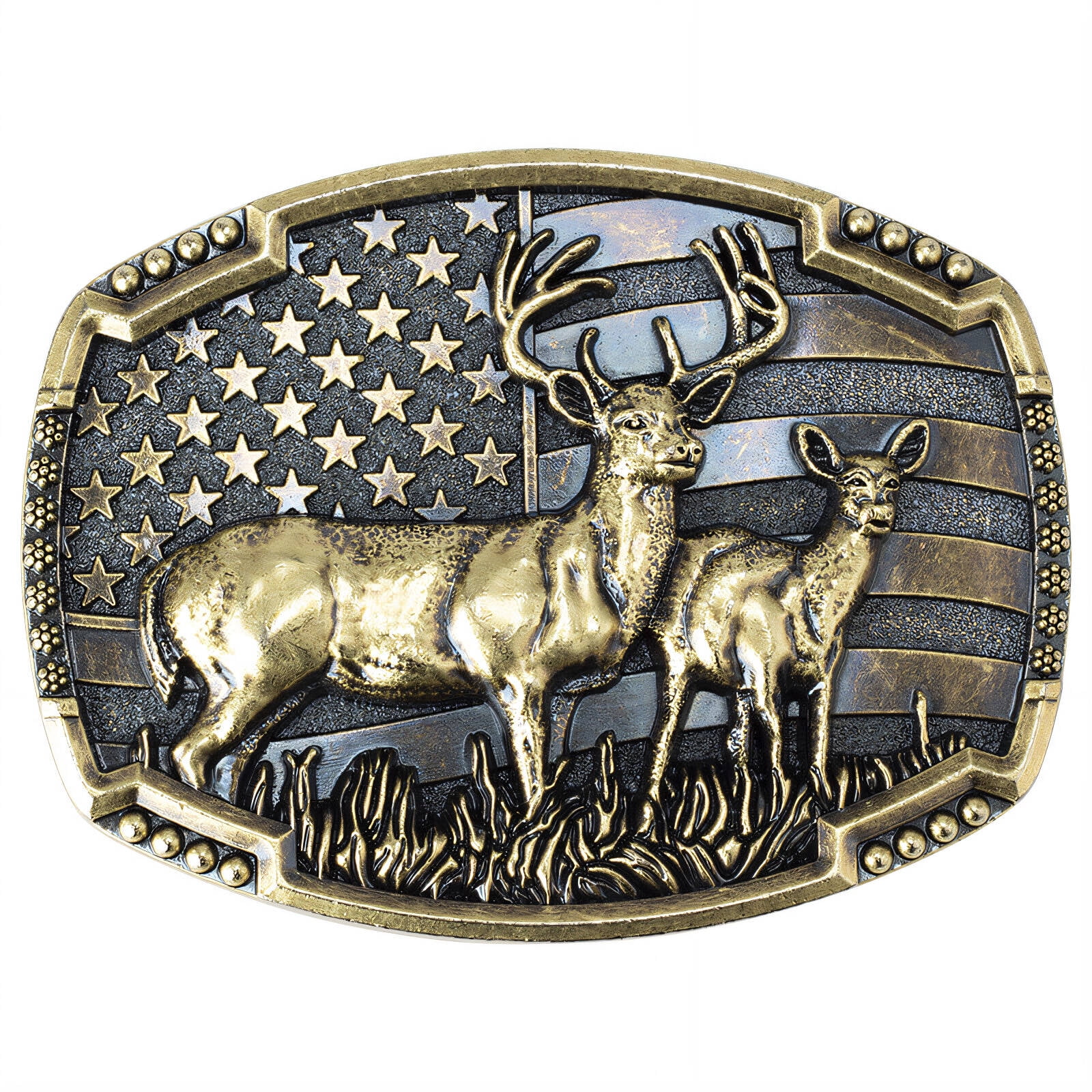 Western Cowboy Belt Buckle - Deer Design Zinc Alloy with Gift Box Cowboy Belt Buckle Western - Deer Head Design, Double Color  main image 3