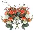 thumbnail image 2 of Injueey 2 uds rosas artificiales de seda flores boda hogar otoño decoración de alta ramo grande flores de lujo plantas artificiales Flores artificiales naranja, 2 of 6