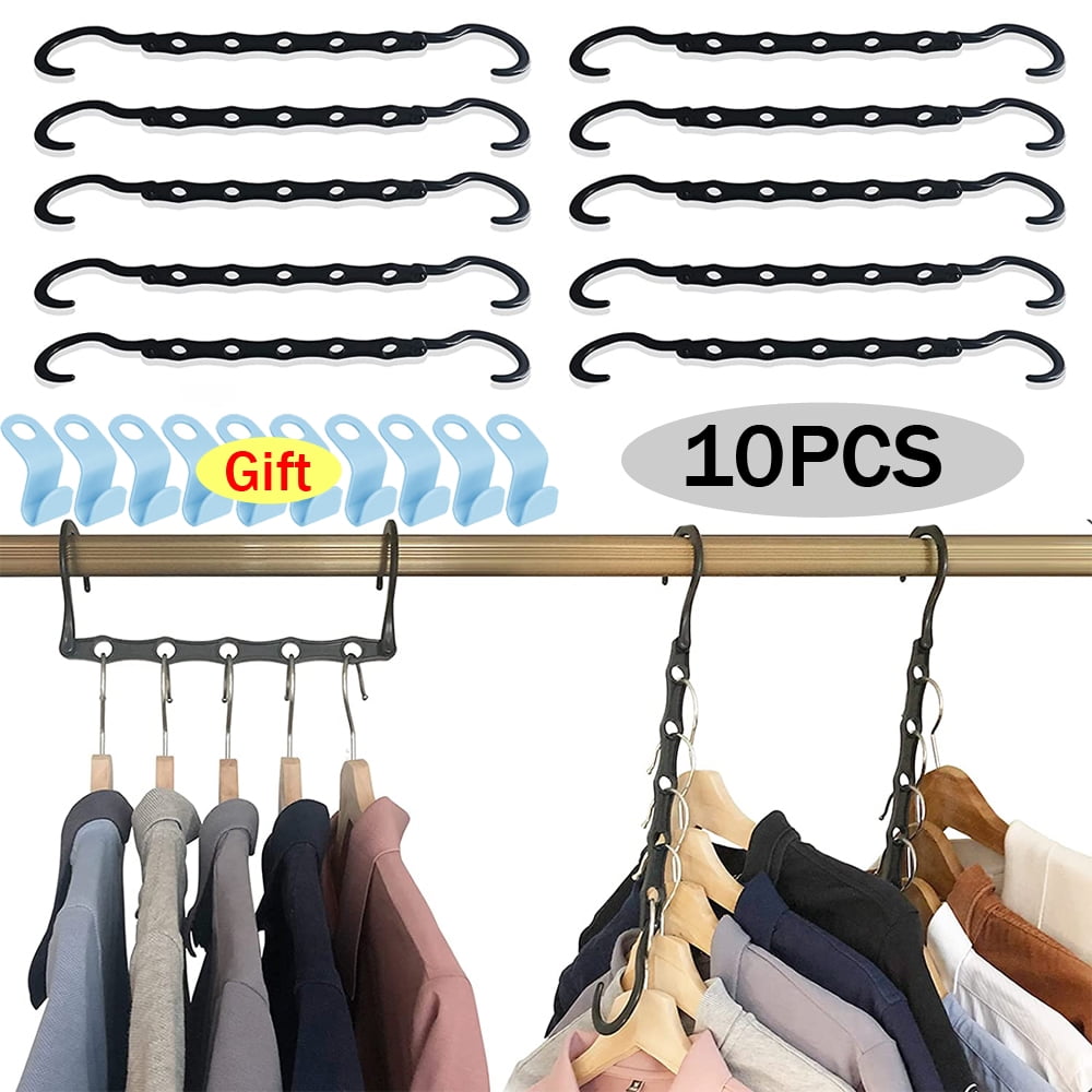 10-Pack Black Plastic Space Saving Magic Hangers