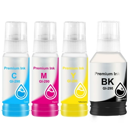 GI-290 Ink Bottles color bottle pack Replacement for canon GI 290 ink refills Megatank PIXMA Series Printer Ink 4 Pack