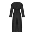 thumbnail image 5 of HAPIMO Women's Wide Leg Cotton Linen Jumpsuit Relaxed Solid Button Short Sleeve Lapel Trousers Fashion Fit Casual Daily Black S, 5 of 6