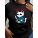 thumbnail image 1 of Women's "Michael Meowers" Horror Cat Graphic Tee - Casual & Sporty Round Neck Short Sleeve, Comfortable Polyester Blend Summer Top with Machine Washable Feature, 1 of 6