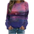 thumbnail image 1 of De Blusas de manga larga con estampado tie-dye y cuello redondo de moda informal de invierno para mujer, 1 of 4