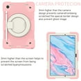 thumbnail image 6 of ELEHOLD Military Grade Shockproof Case for Samsung Galaxy Tab A9, Heavy Duty Protection Ring Stand Cover, Adjustable Angel, Detachable Shoulder Strap, Pencil Holder, Pink, 6 of 11