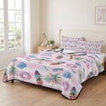 thumbnail image 2 of Quilts Twin XL Size Bedding Set, Summer Beach Lightweight Quilted Comforter, Surfboard Palm Ship Sunglasses Pink Striped Reversible Bedspread Coverlet with Pillow Covers for All Season, 68" x 98", 2 of 9