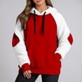 thumbnail image 2 of VNKIDY Women's Sweatshirt Fashion Color Block Oversized Thicken Windproof Hoodie Long Sleeve Loose Fit Pullover With Pockets For Autumn Winter Outdoor Wear Casual Tops, 2 of 5