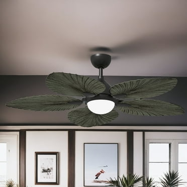Uforic Silent Operation Tropical Ceiling Fan - 52 Inch, DC Motor, 6-Speed, Remote Control, Grey-Black Blades