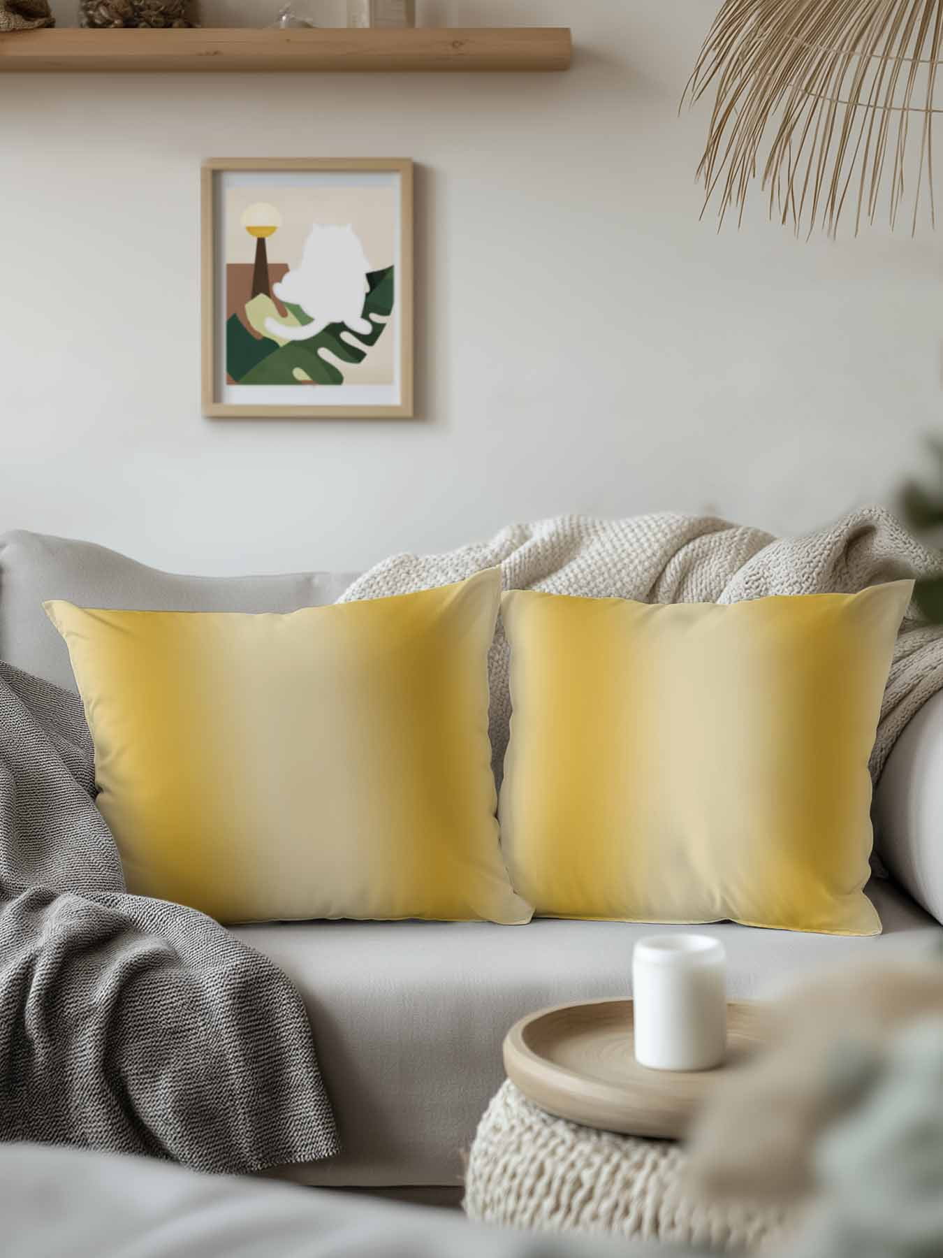 Outdoor Pillows Waterproof, Yellow Ombre Bedding Throw Pillows with Insert for Couch Sofa Bed, Modern Abstract Art Farmhouse Gradient 18x18 Inch Pillowcases Decorative Camping Patio Pillow Set of 1