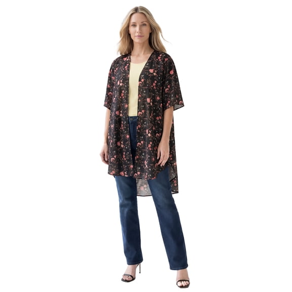 Roaman's Women's Plus Size Georgette Open-Front Flare Sleeve wrap