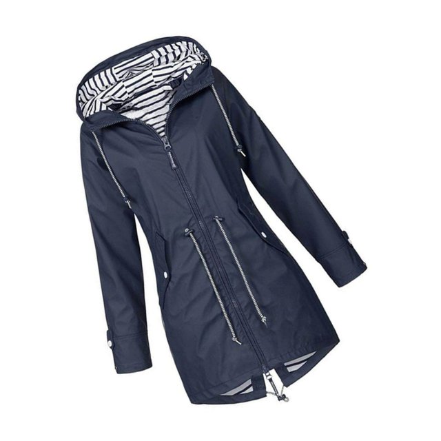 Decodeary Veste à Capuche Douce pour Femme Imperméable Manteau de Pluie Extérieur Vert m