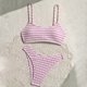 thumbnail image 1 of Traje de baño de 2 piezas para mujer, trajes de baño para mujer, bikini de encaje a rayas con camisola, traje de baño de playa dividido, traje de baño de nailon para mujer, 1 of 7