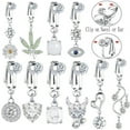 thumbnail image 2 of QQTDFG 1 Pc Copper Fake Belly Button Rings Clip on Navel Piercings CZ Drop Earrings-Style 1, 2 of 9