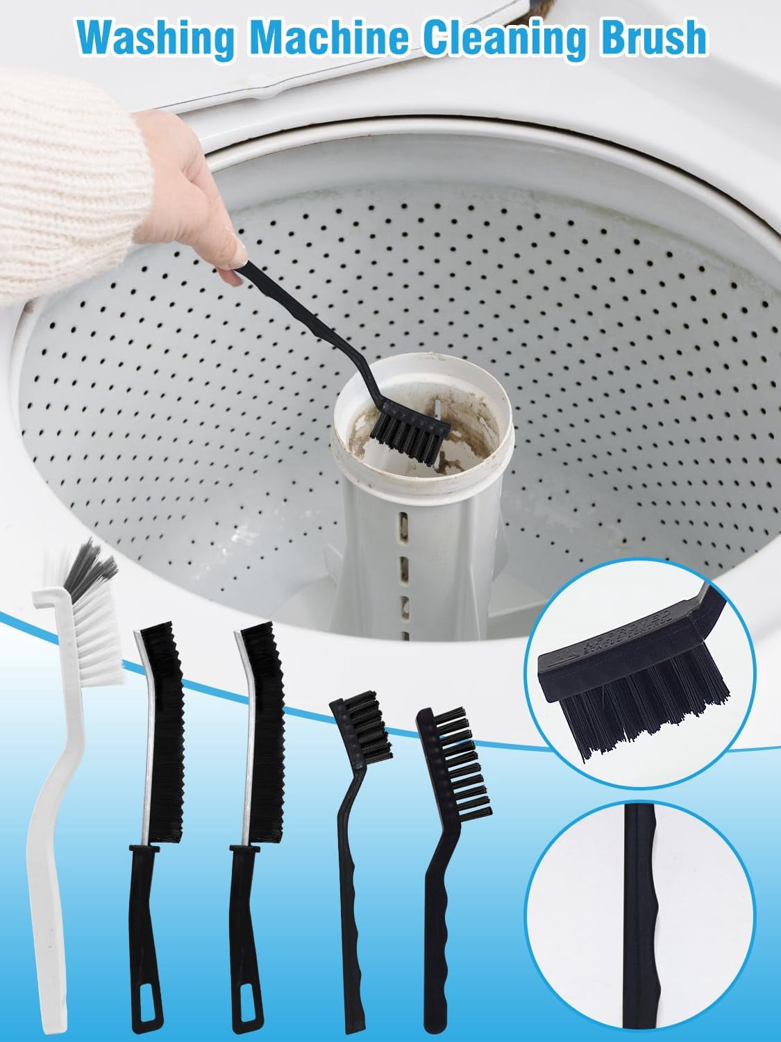 8 Pack Washing Machine Cleaning Brush Kits, Front Load Washer Cleaner Tools Accessories, for Tight Spaces and Washing Machine Rubber Seals