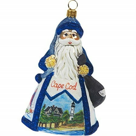 Glitterazzi Cape Cod Santa Polish Glass Christmas Ornament