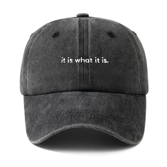 It Is What It Is Letter Embroidered Washed Baseball Cap, Adjustable Low Profile Adult Dad Hat, Vintage Cotton Casual Outdoor Fashion Hat