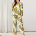 thumbnail image 3 of Kll Cartoon Honey Pot Bee Sunflower Print Women'S Long Sleeve Pajamas With Pants Sleepwear Loungewear 2 Set-X-Large, 3 of 9