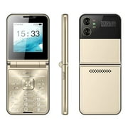 Gold Flip Cellphone Four SIM Card 2G GSM Cellular Network Flashlight Speed Dial Magic Voice Foldable Mobile Phone