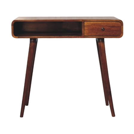 Lesuto Curved Chestnut Writing Desk - Nordic Style, Wood