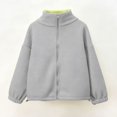thumbnail image 2 of IVEYRTF Kids Winter Zipper Fleece Jacket Casual Cardigan for Boys and Girls Thick Warm Tops Soft Breathable Fabric Daily Wear Travel Home Holiday Outfit(Gray,7-8 Years), 2 of 7