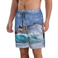 thumbnail image 2 of KLL Lighthouse in Havana Men's Casual Summer Beach Shorts Hawaiian Shorts with Pockets-XX-Large, 2 of 5