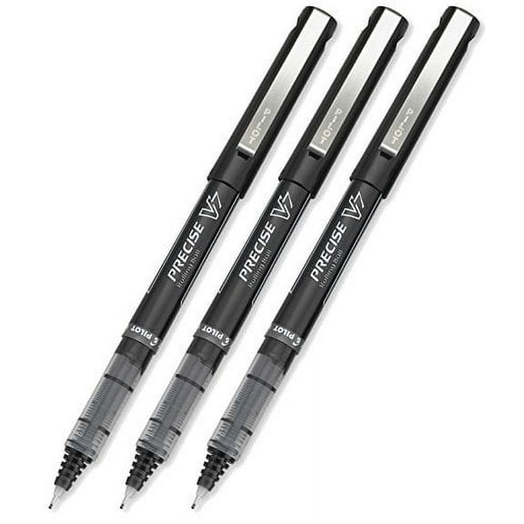 Pilot Precise V7 Stick Rolling Ball Pens, Fine Point, Black 3-PACK(35346)