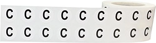 CRESTIN- Letter C Inventory Labels .5 Inch Round Circle Dots 1,000 Adhesive Stickers