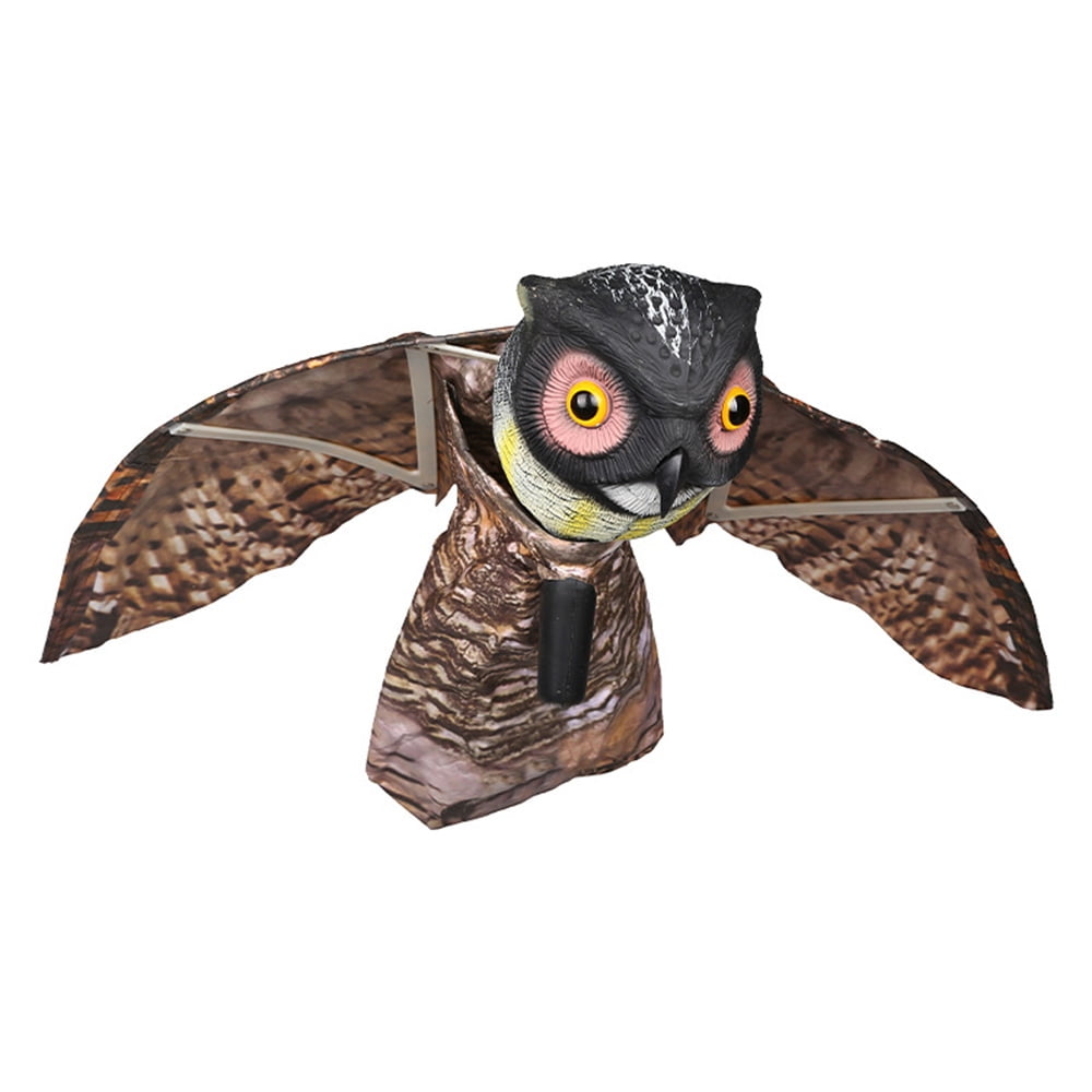 Owl Bird Deterrent with Swivel Head, Standing Figurine, Fake Owl Decoy