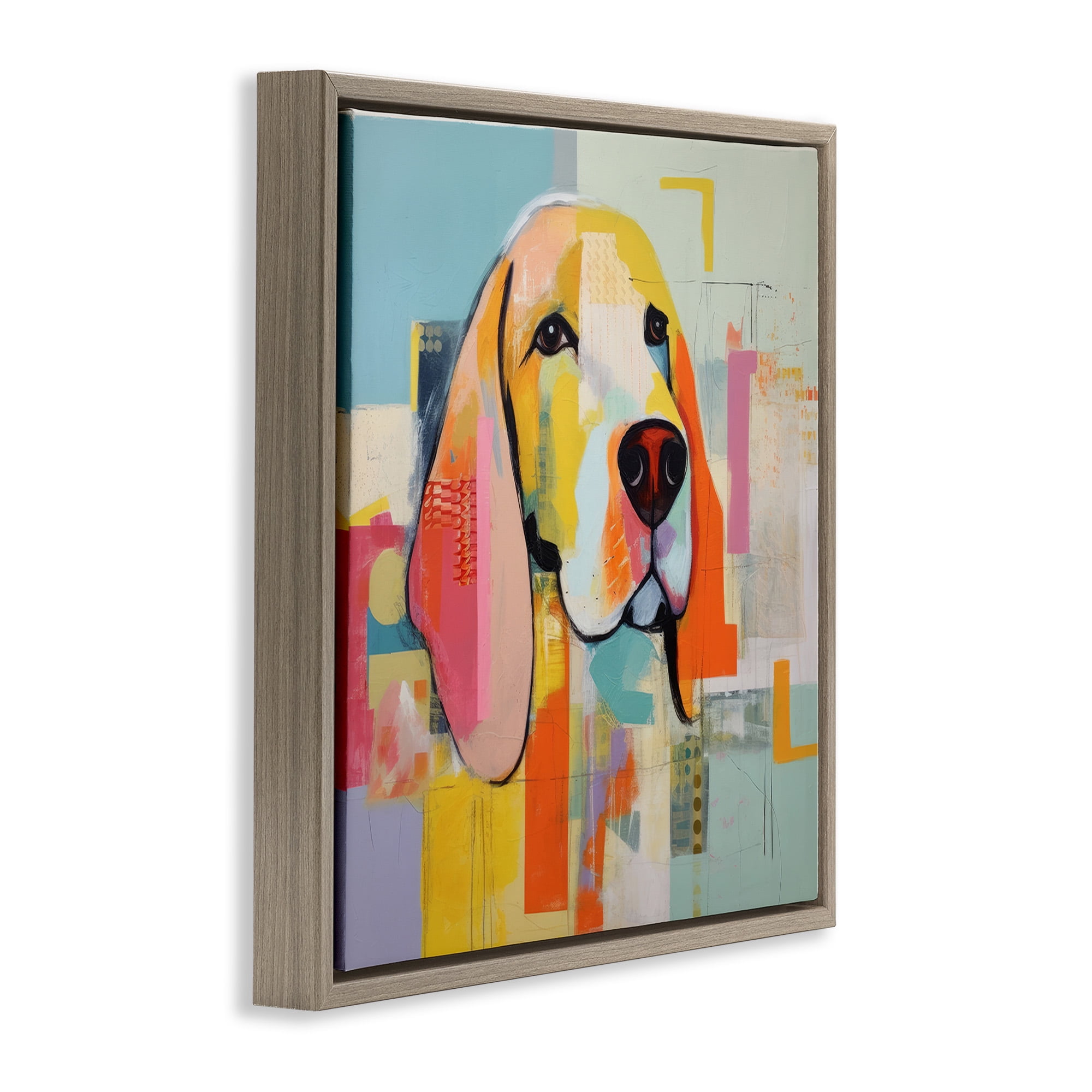 Stupell Industries Abstract Dog Portrait Animals & Insects Painting Brown Floater Framed Canvas Art Print Wall Art, 18 x 18