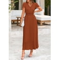 thumbnail image 3 of Vestido largo PRETTYGARDEN para mujer, cuello en V, cuello en V, volantes, marrón, 3 of 8