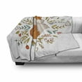 thumbnail image 3 of Cartoon Soft Flannel Fleece Throw Blanket, Baby Fox Sleeping in a Floral Made Bed Circle Art Print, Cozy Plush for Indoor and Outdoor Use, 60" x 80", Dark Orange White, by Ambesonne, 3 of 6