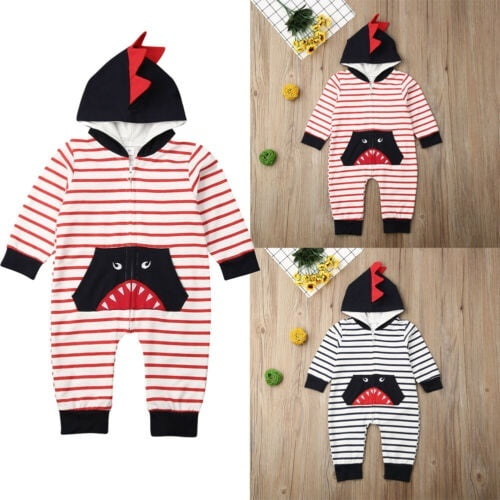 Barboteuse à Capuche Requin pour Bébé Garçon Nouveau-Né Automne Combinaison Vêtements