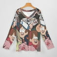 thumbnail image 3 of Gravity Falls Womens T Shirts V Neck Long Sleeve Tops Causal Loose Summer T-Shirts 2XL, 3 of 7